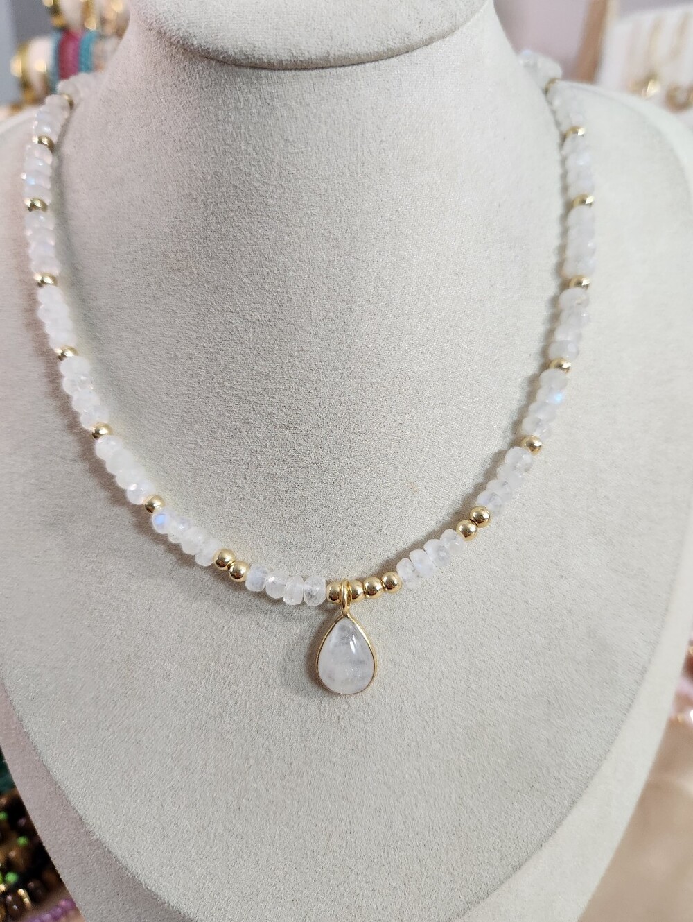 Handmade Moonstone Beaded Necklace